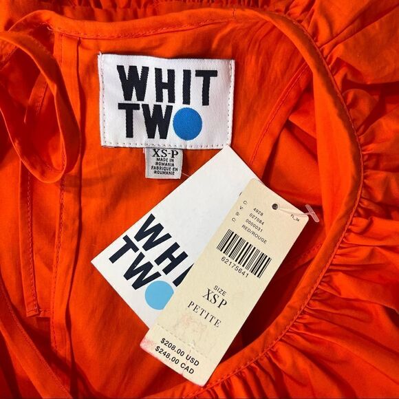 NEW WHIT TWO Anthropologie Flouncy Ruffle Midi Dress Orange XS Petite - Picture 9 of 15
